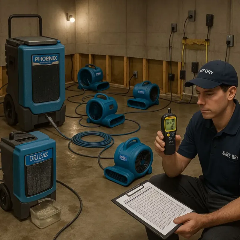 Structural Drying and Dehumidification process in Hemlock Farms, PA
